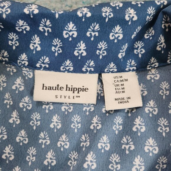 HAUTE HIPPIE STYLE Patchwork Notched Cropped Short Pajama Set Medium - Picture 4 of 8